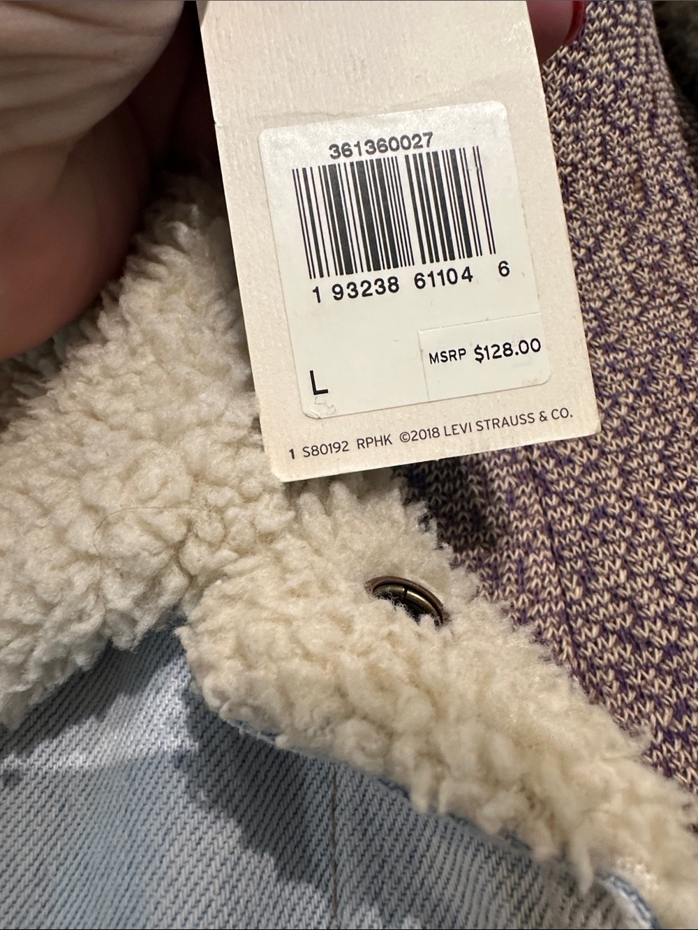Levi's Light Wash Denim Jacket with Cream Sherpa Collar - Picture 4 of 8